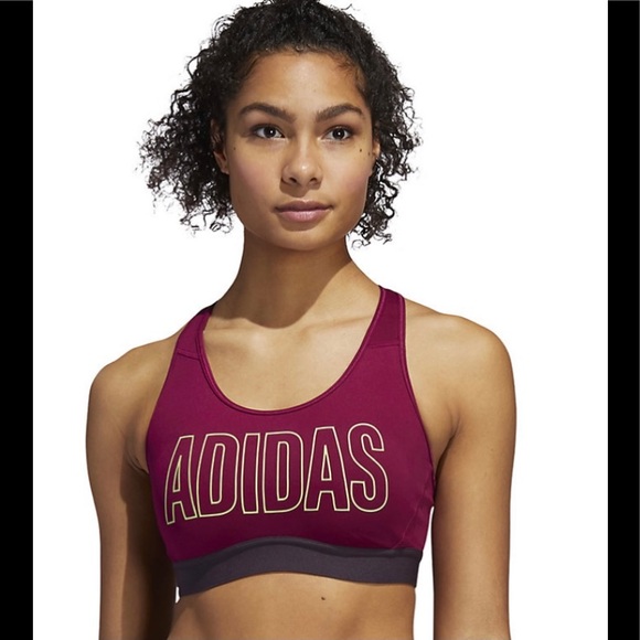 Adidas Logo Medium Support Sports Bra - Picture 1 of 6